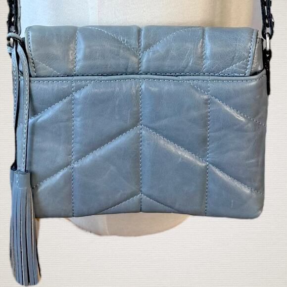 Patricia Nash Leather Oil Waxed Corfu Crossbody Shoulder Bag Quilted Blue Gray - Picture 3 of 13